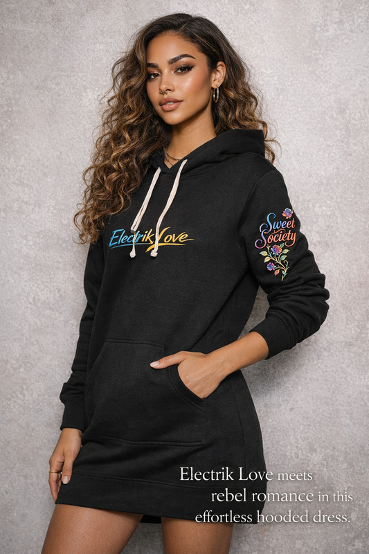 Electrik Love Hooded Sweatshirt Dress-Sweet Society