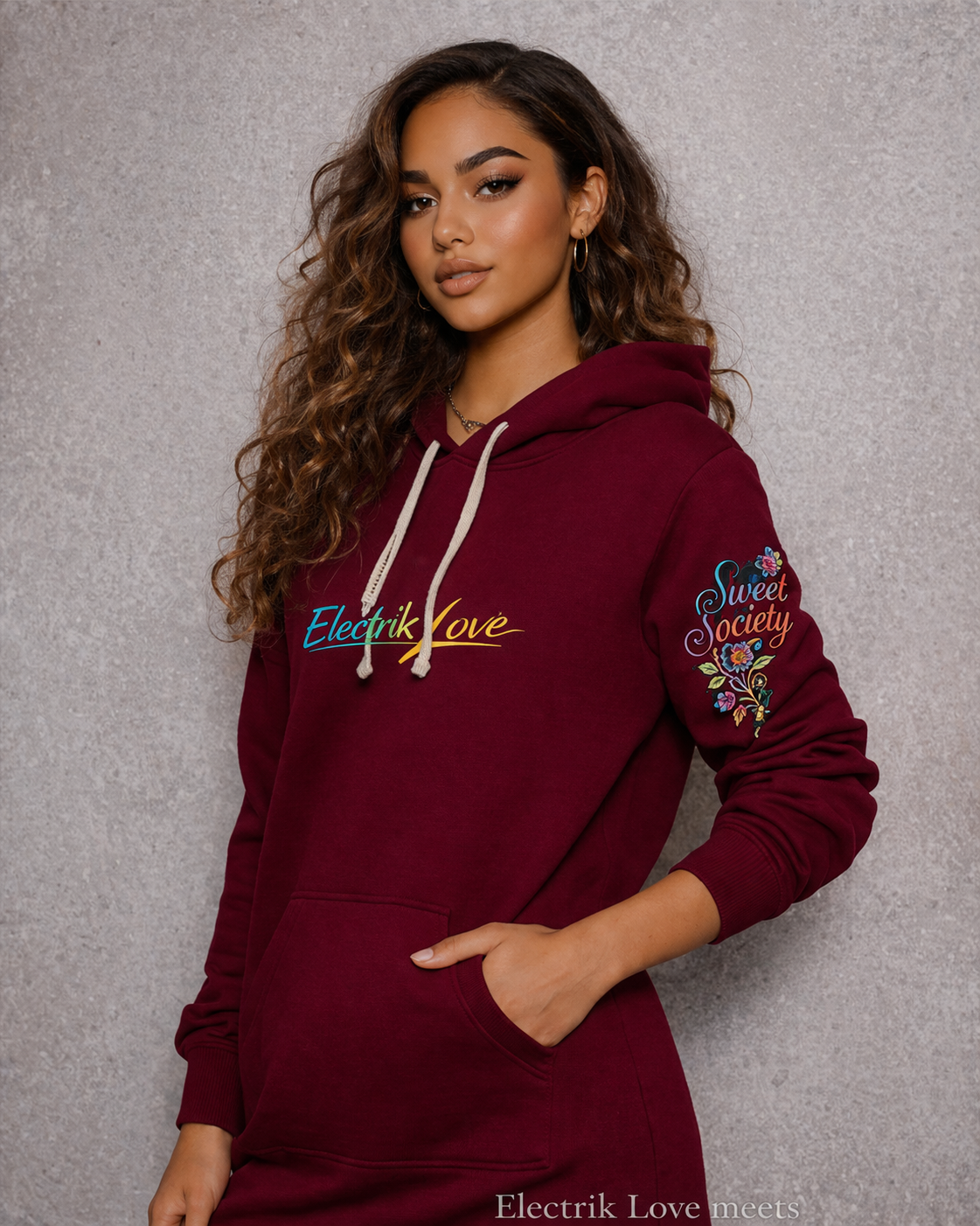 Electrik Love Hooded Sweatshirt Dress-Sweet Society